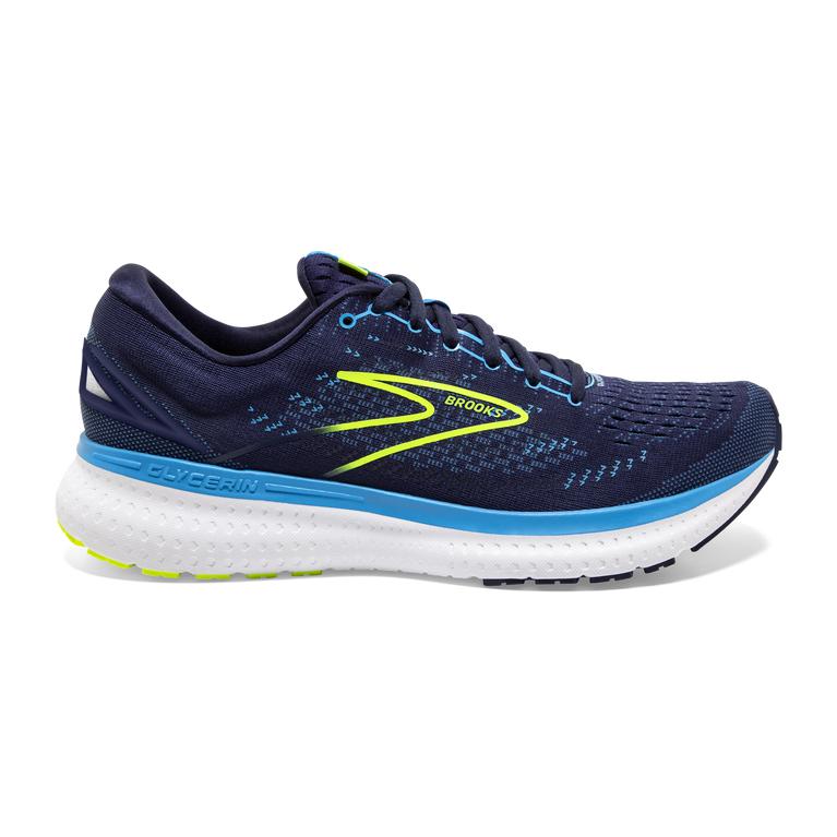 Brooks Glycerin 19 Road Running Shoes - Men's - Navy/Blue/Nightlife (40651-JECO)